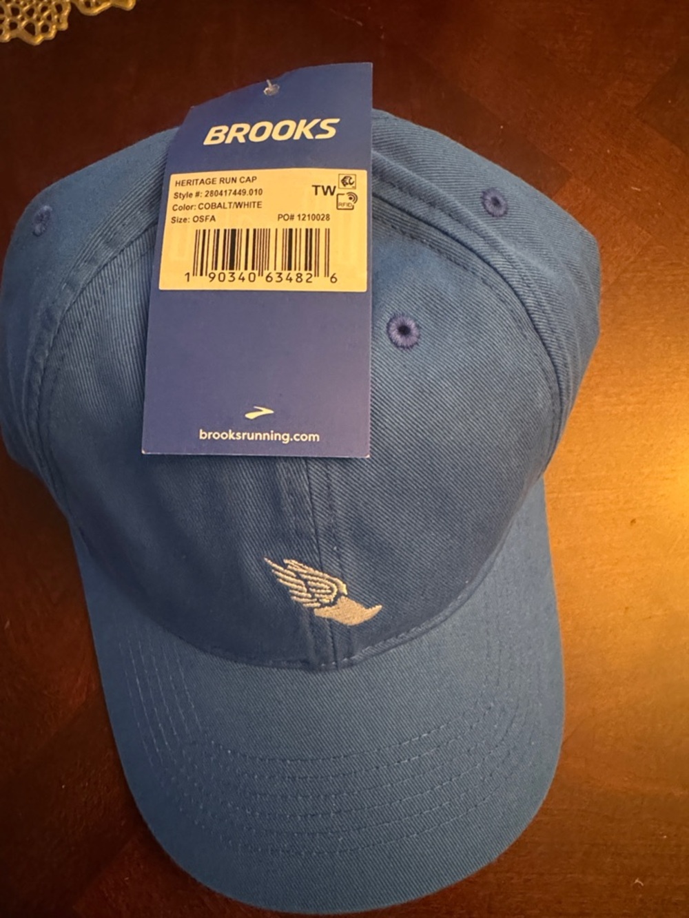 Brooks Blue Baseball Cap with White Wing Logo